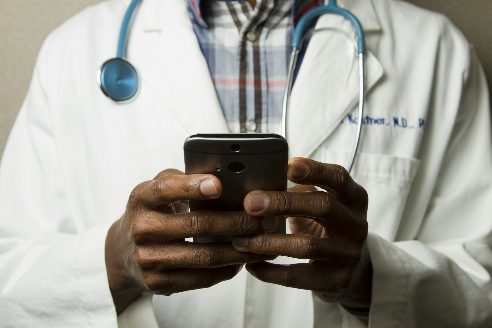 Healthcare professional using mobile technology